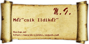 Mácsik Ildikó névjegykártya